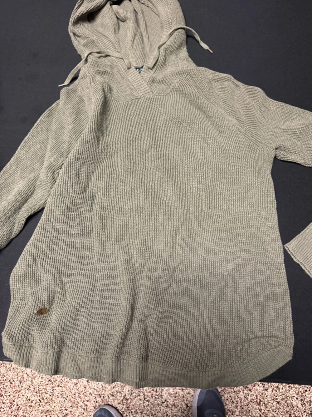 Ralph Lauren Women's Olive Green Ribbed Hooded Crewneck Sweater - Picture 1 of 4